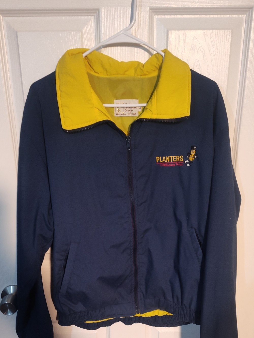 Navy Windbreaker with Yellow Contrast Collar